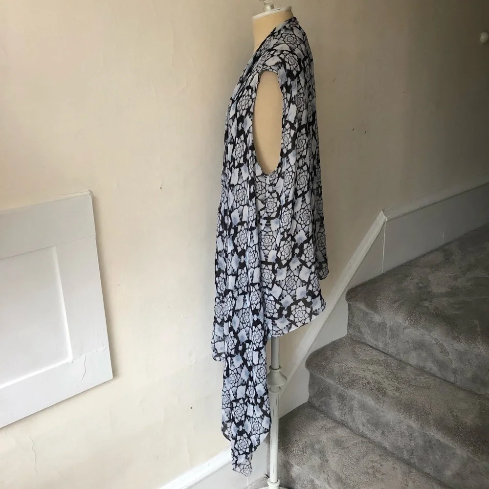 Nicole Miller Artelier La Plage Shibori Burst Viscose GGT Kimono Vest Coverup OS